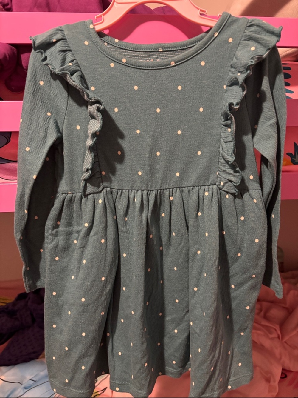 Cat & Jack Green Polka Dot Ruffle Dress